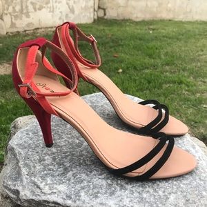 Color block strappy heel